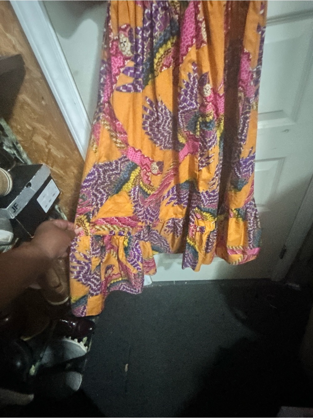 Bohemian Beaded MacawsPuff-Sleeve Midi Dress in Yellow Paisley Print - Picture 5 of 11